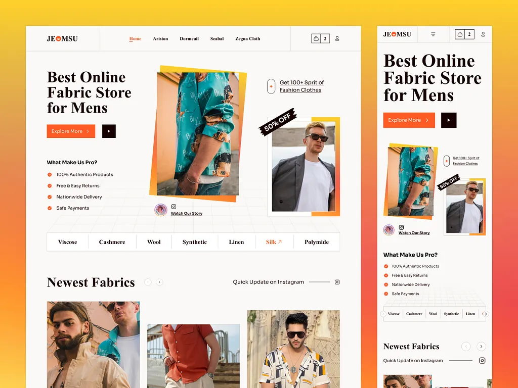 fabric online store website design